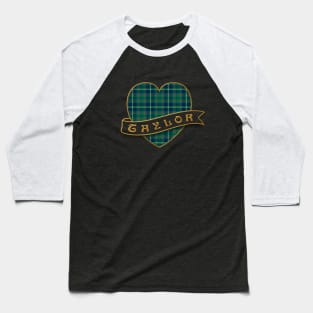 The TAYLOR Family Tartan Heart & Ribbon Retro-Style Insignia Design Baseball T-Shirt